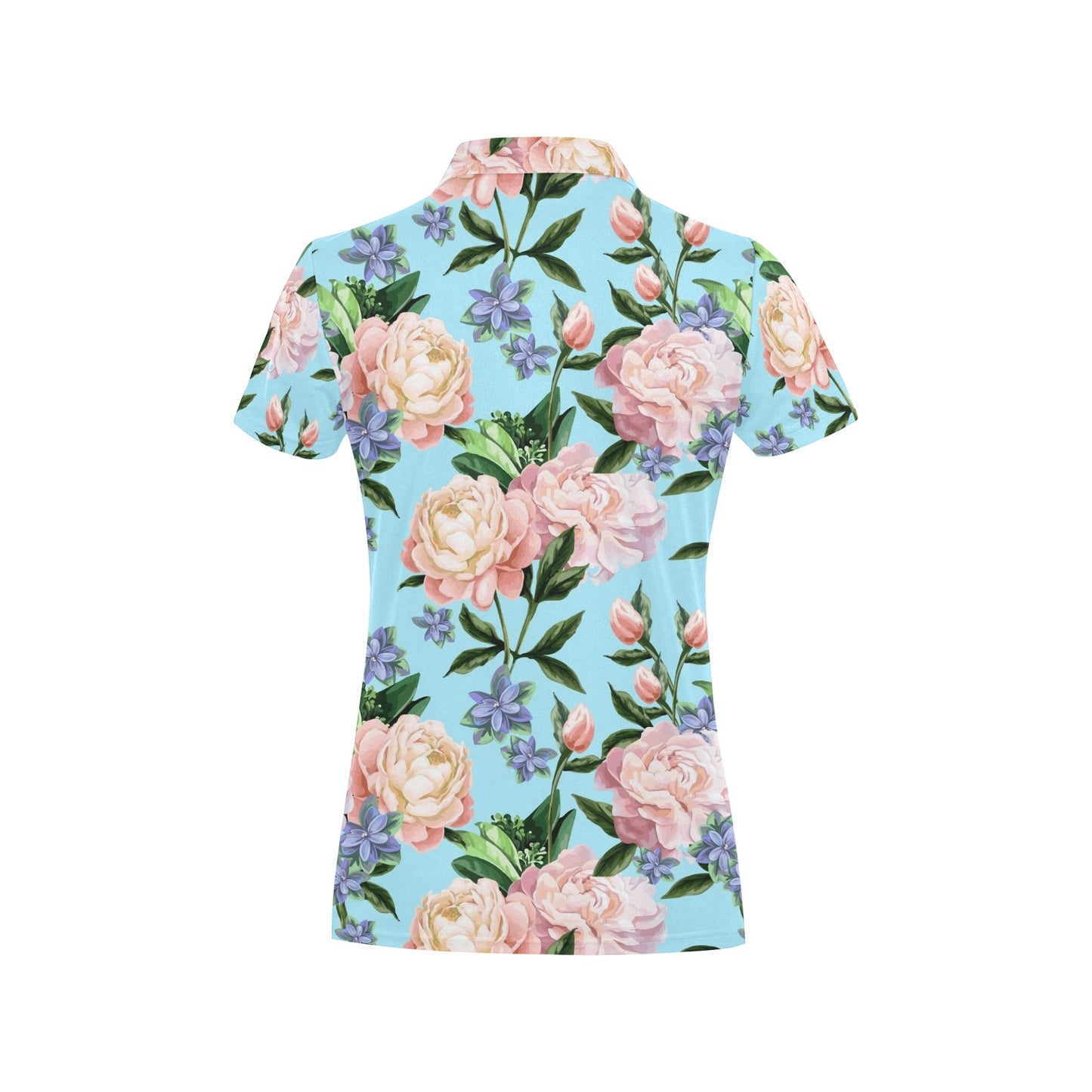 Peony Pattern Print Design PE02 Women's Polo Shirt