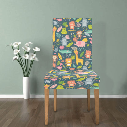 Safari Animal Cartoon Print Design LKS305 Dining Chair Slipcover