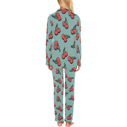 Cherry Pattern Print Design CH03 Women's Long Pajama Set