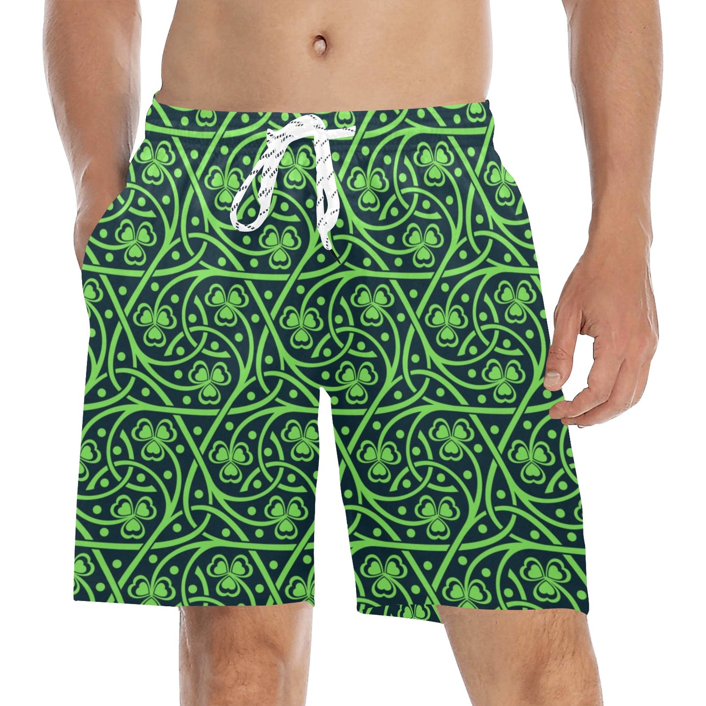 Shamrock Themed Print Men's Swim Trunks Beach Shorts