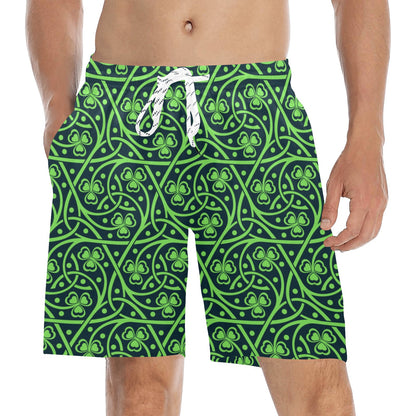Shamrock Themed Print Men's Swim Trunks Beach Shorts