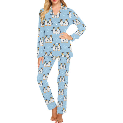 Penguin Pattern Print Design A04 Women's Long Pajama Set
