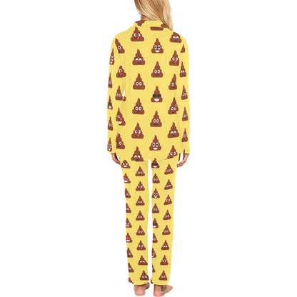 Emoji Poop Print Pattern Women's Long Pajama Set
