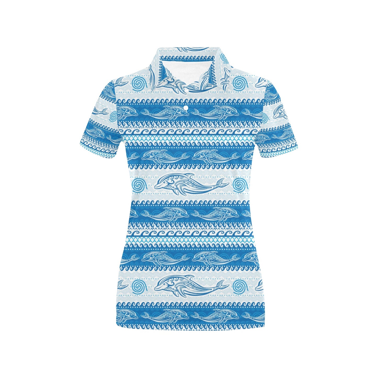 Dolphin Tribal Print Pattern Women's Polo Shirt