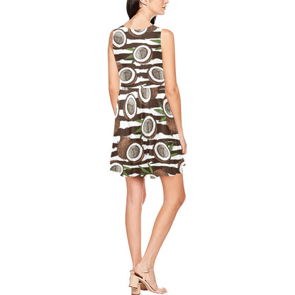 Coconut Pattern Print Design CN04 Sleeveless Dress
