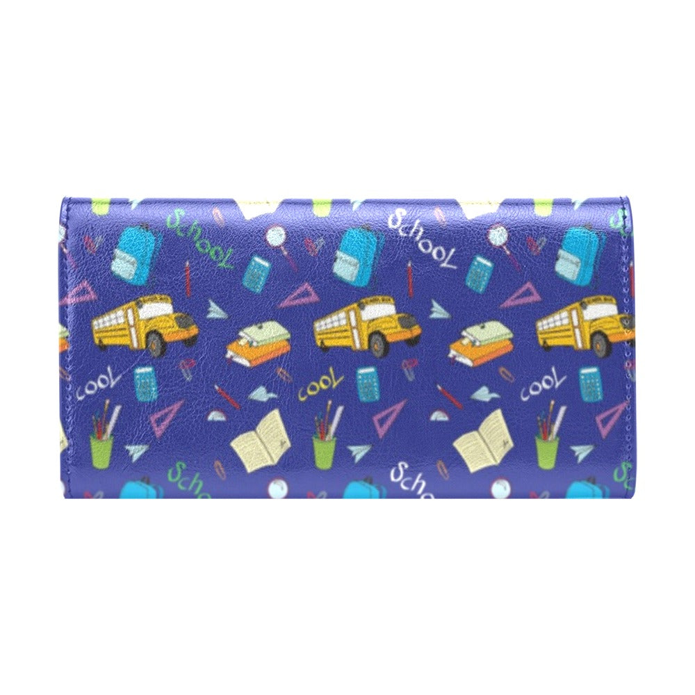 School Bus Print Design LKS307 Women's Trifold Wallet