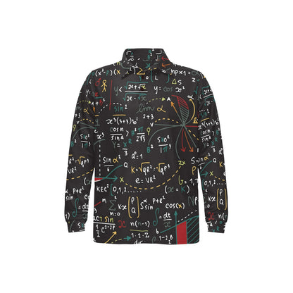 Math Pattern Print Design 04 Long Sleeve Polo Shirt For Men's