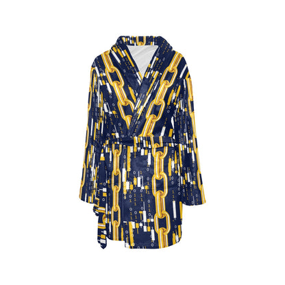 Cryptocurrency Chain Pattern Print Design 03 Women's Fleece Robe