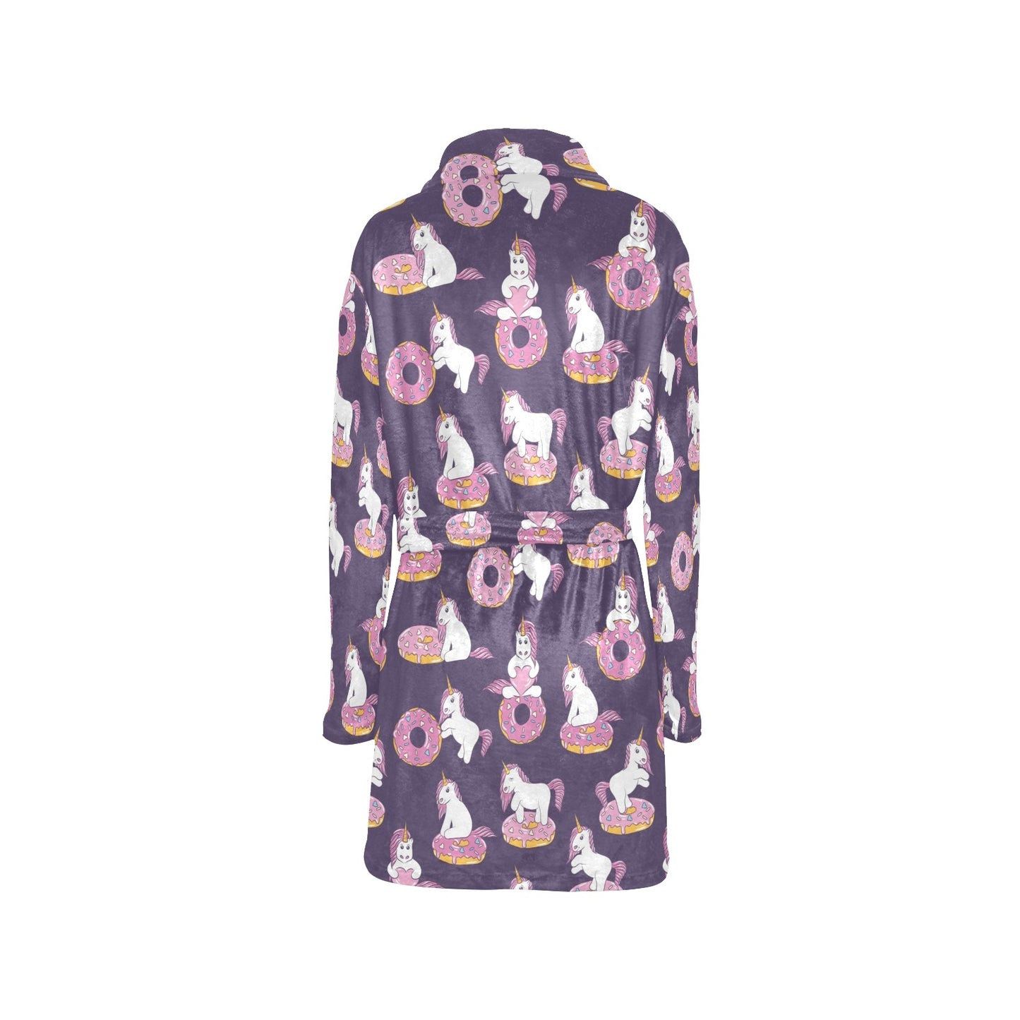 Donut Unicorn Pattern Print Design DN011 Women's Fleece Robe