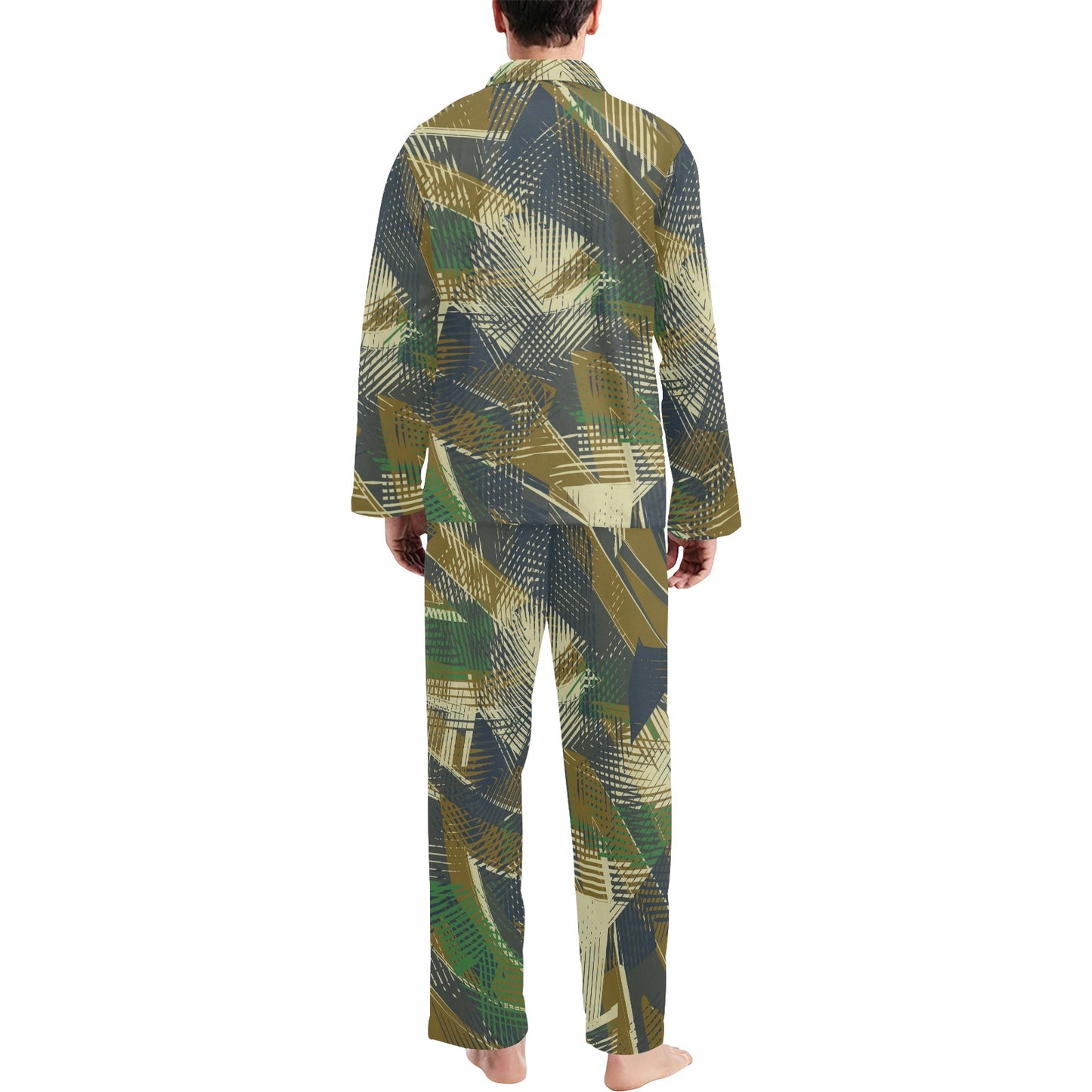 Military Camouflage Pattern Print Design 01 Men's Long Pajama Set