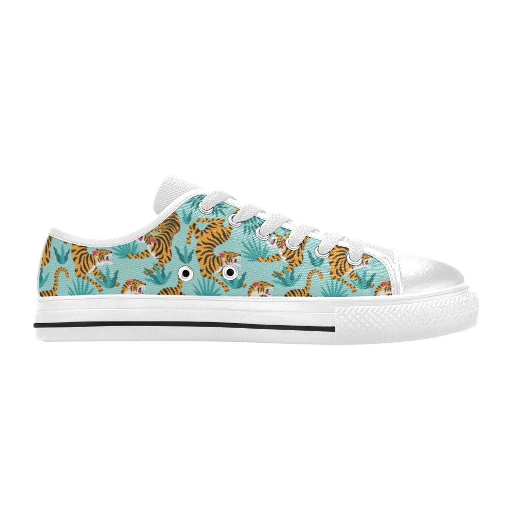 Tiger Print Design LKS304 Women's White Low Top Shoes