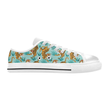 Tiger Print Design LKS304 Women's White Low Top Shoes