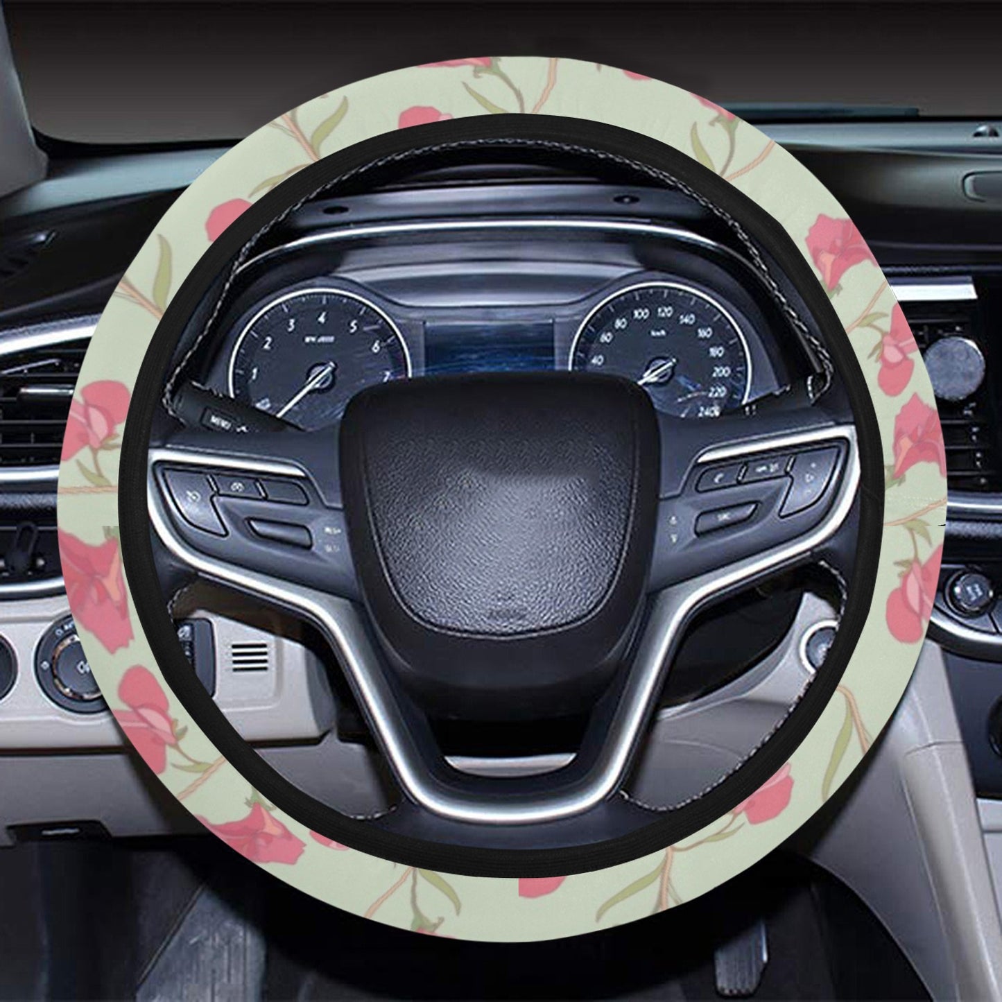 Sweet Pea Print Design LKS301 Steering Wheel Cover with Elastic Edge