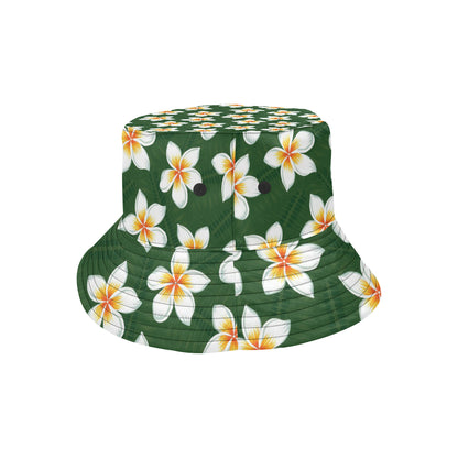 White Plumeria Pattern Print Design PM020 Unisex Bucket Hat