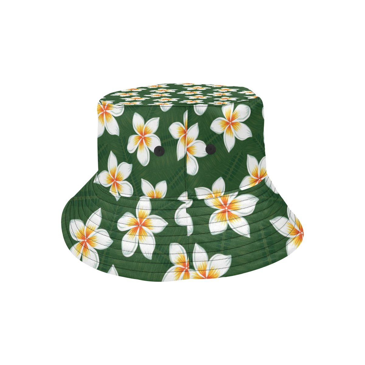 White Plumeria Pattern Print Design PM020 Unisex Bucket Hat