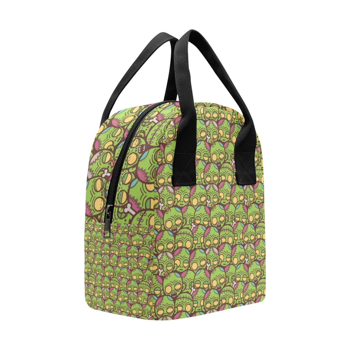 Zombie Head Design Pattern Print Insulated Lunch Bag