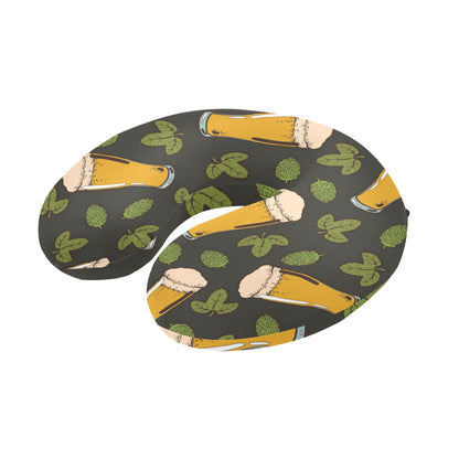 Beer Iris Pattern Print Design 02 U-Shaped Travel Neck Pillow