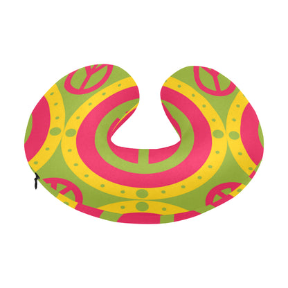 Peace Sign Pattern Print Design A01 U-Shaped Travel Neck Pillow