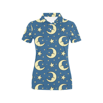 Moon Night Pattern Print Design 03 Women's Polo Shirt