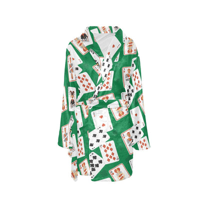 Poker Cards Pattern Print Design A03 Women's Fleece Robe