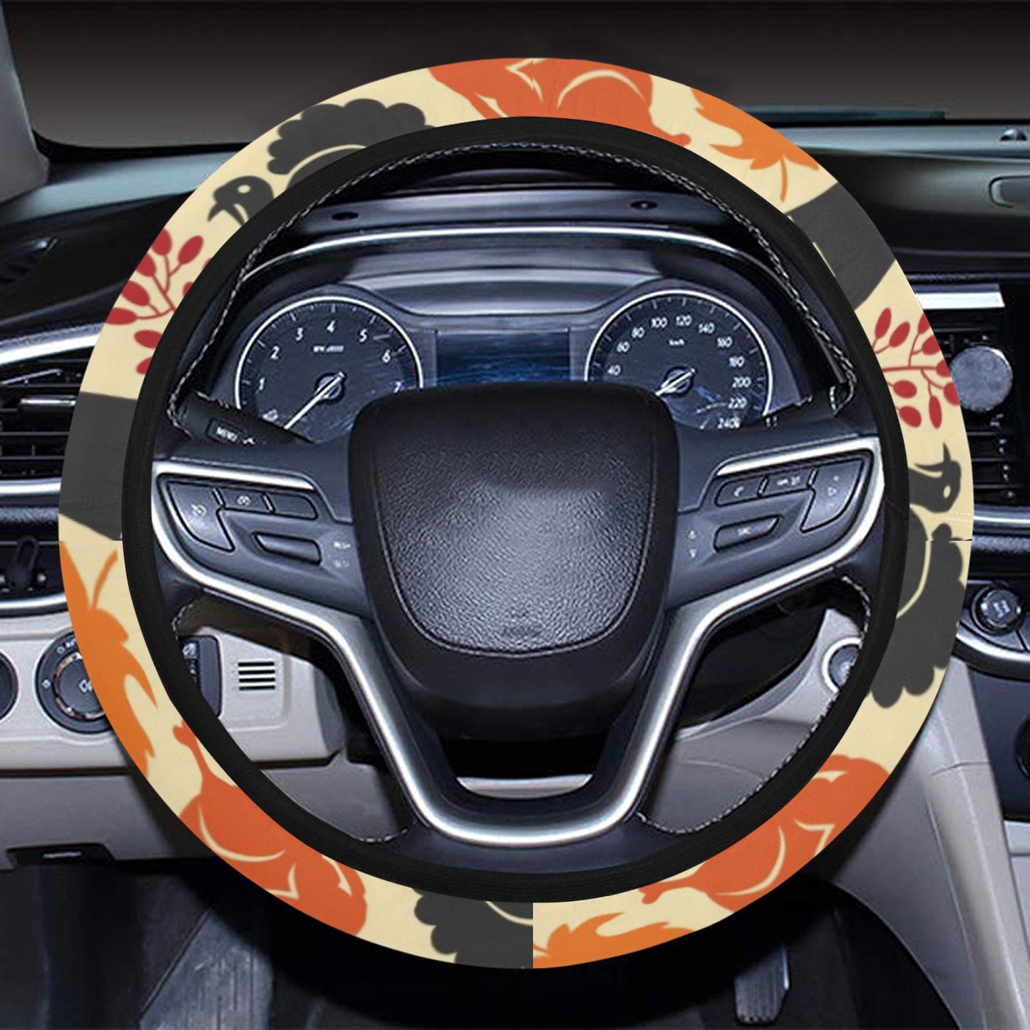 Thanksgiving Print Design LKS303 Steering Wheel Cover with Elastic Edge