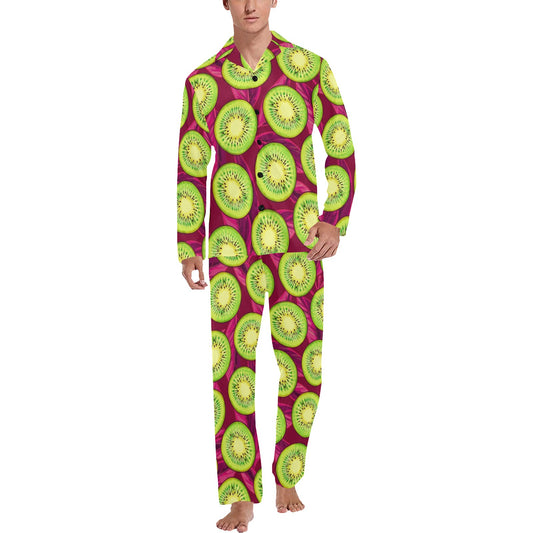 Kiwi Pattern Print Design KW05 Men's Long Pajama Set