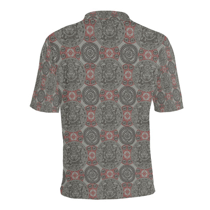 Calendar Aztec Style Print Pattern Men Polo Shirt