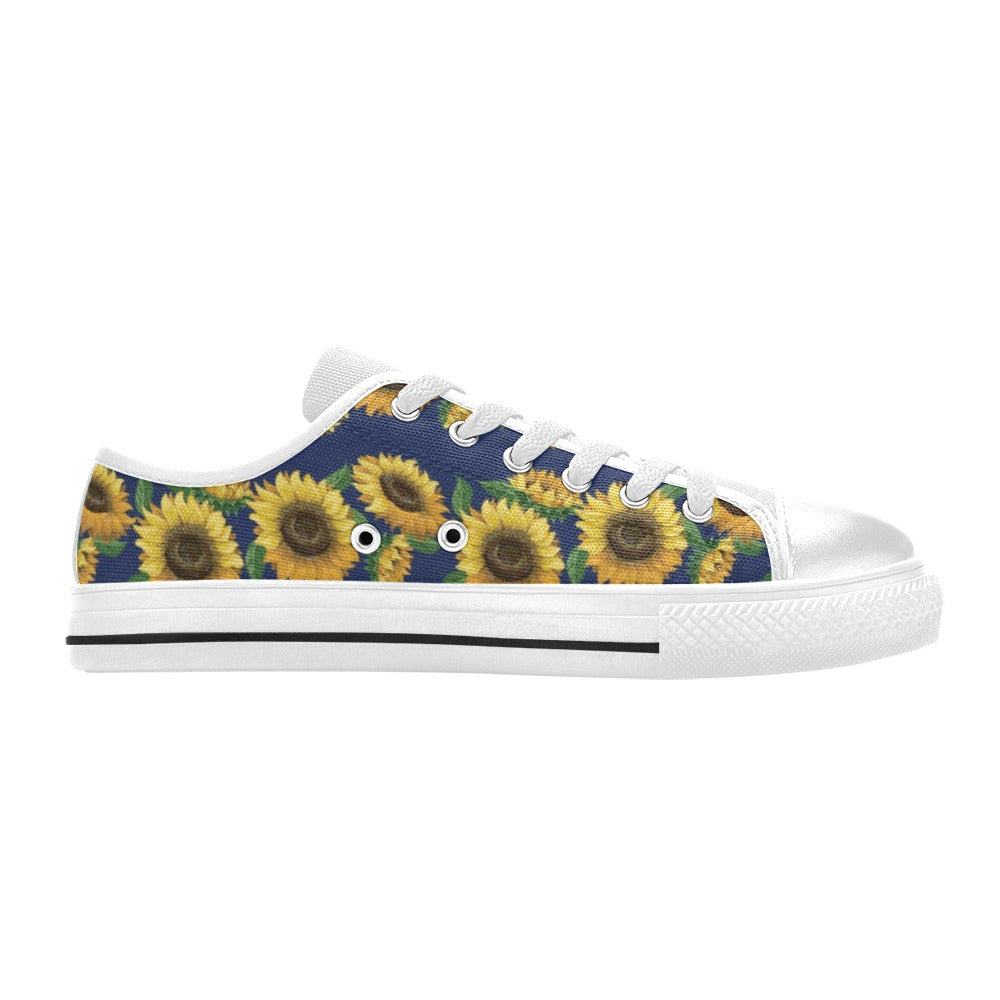 Sunflower Print Design LKS307 Women's White Low Top Shoes