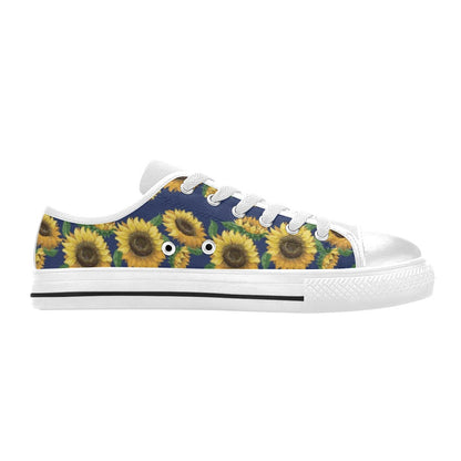 Sunflower Print Design LKS307 Women's White Low Top Shoes
