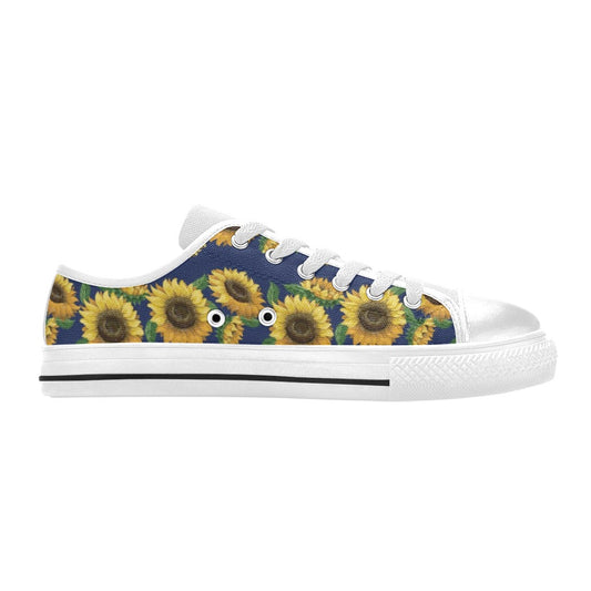 Sunflower Print Design LKS307 Women's White Low Top Shoes