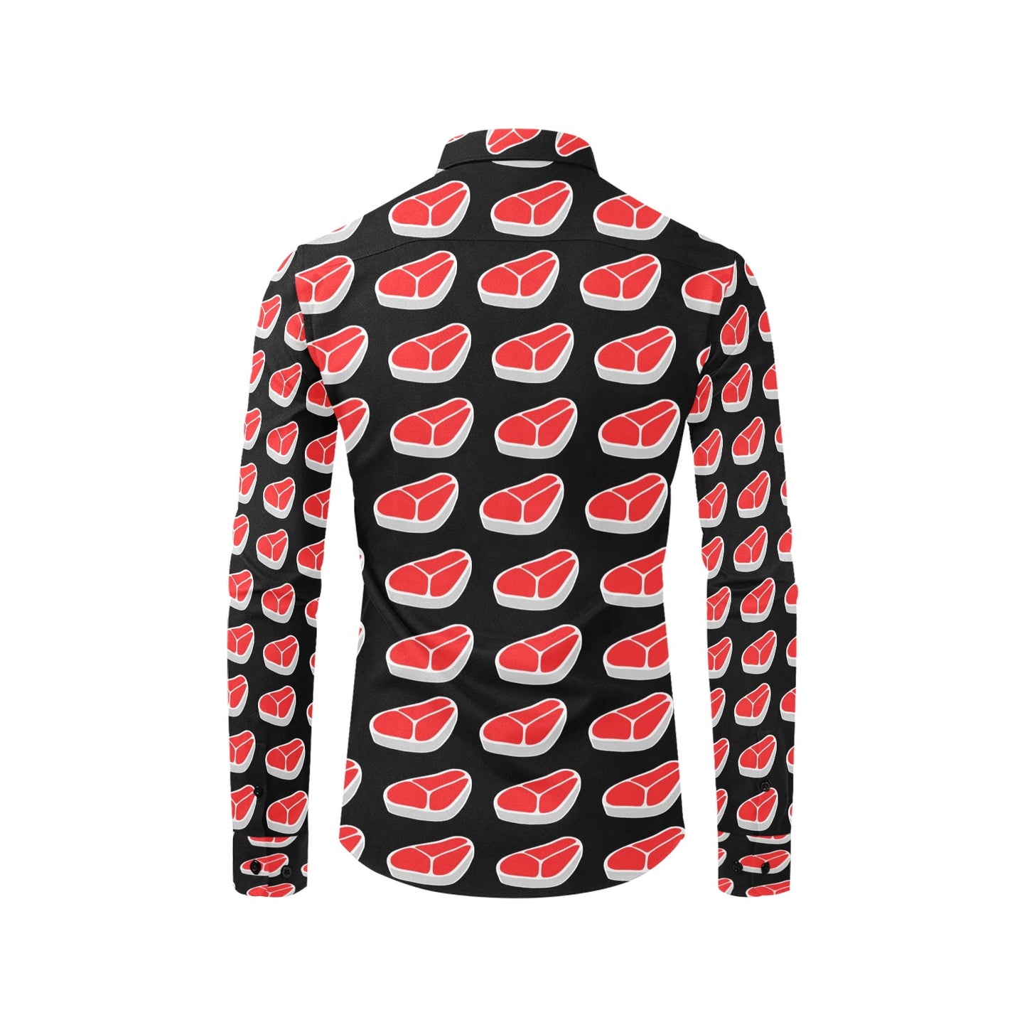 Steak Print Design LKS303 Men's Long Sleeve Dress Shirt
