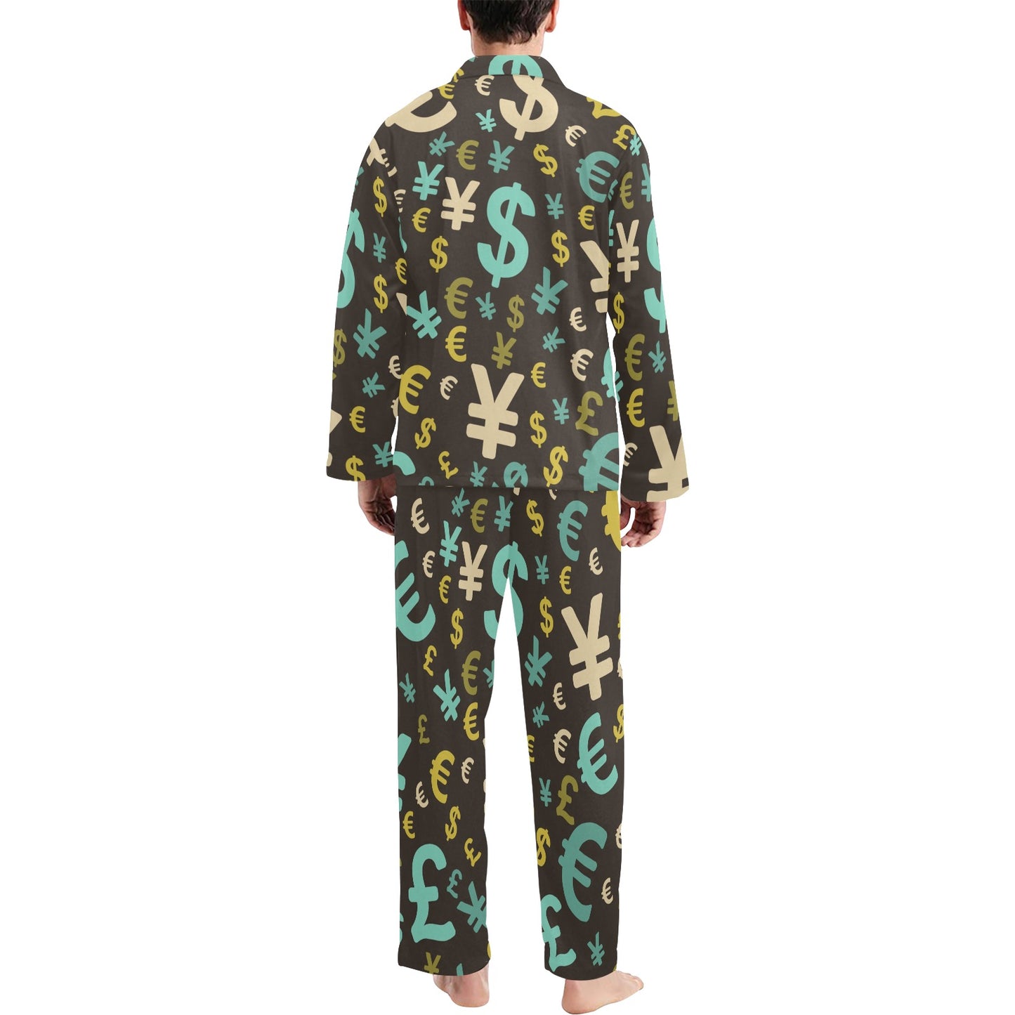 Money Pattern Print Design 01 Men's Long Pajama Set