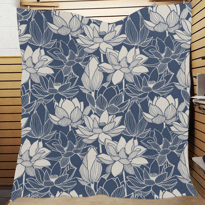 Water Lily Pattern Print Design WL04 Premium Quilt