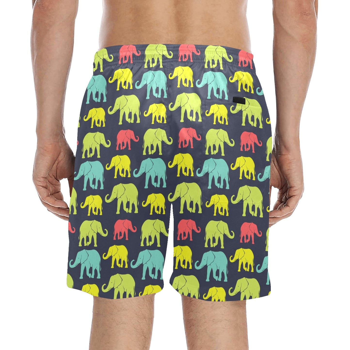 Elephant Neon Color Print Pattern Men's Swim Trunks Beach Shorts