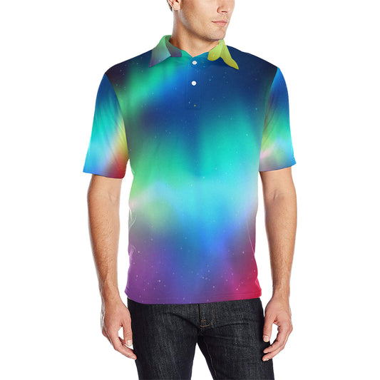 Aurora Borealis Pattern Print Design 02 Men Polo Shirt
