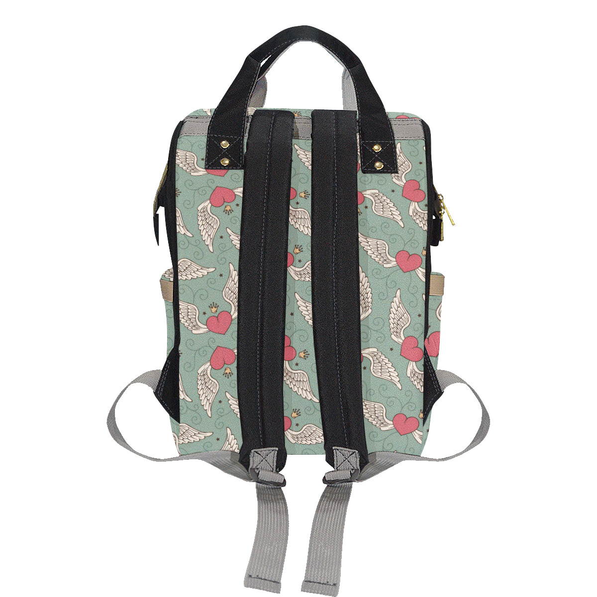 Angel Wings Heart Design Themed Print Diaper Bag Backpack