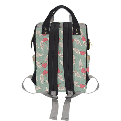 Angel Wings Heart Design Themed Print Diaper Bag Backpack