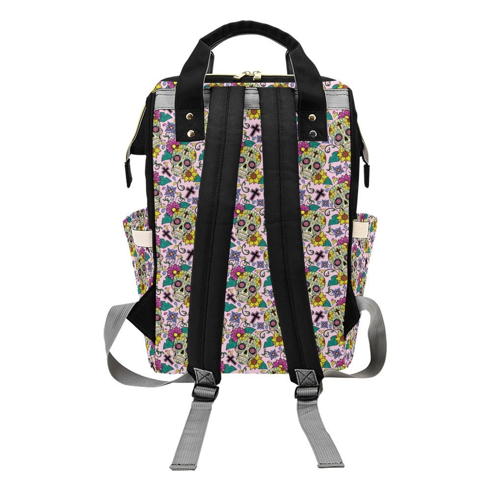 Sugar Skull Print Design LKS307 Diaper Bag Backpack