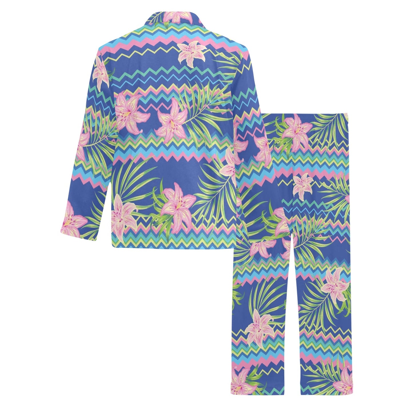 Lily Pattern Print Design LY015 Men's Long Pajama Set