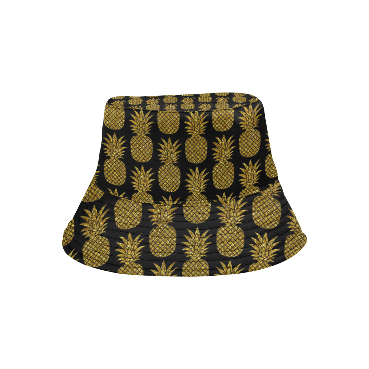 Gold Pineapple Pattern Print Design PP011 Unisex Bucket Hat