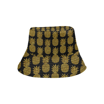 Gold Pineapple Pattern Print Design PP011 Unisex Bucket Hat