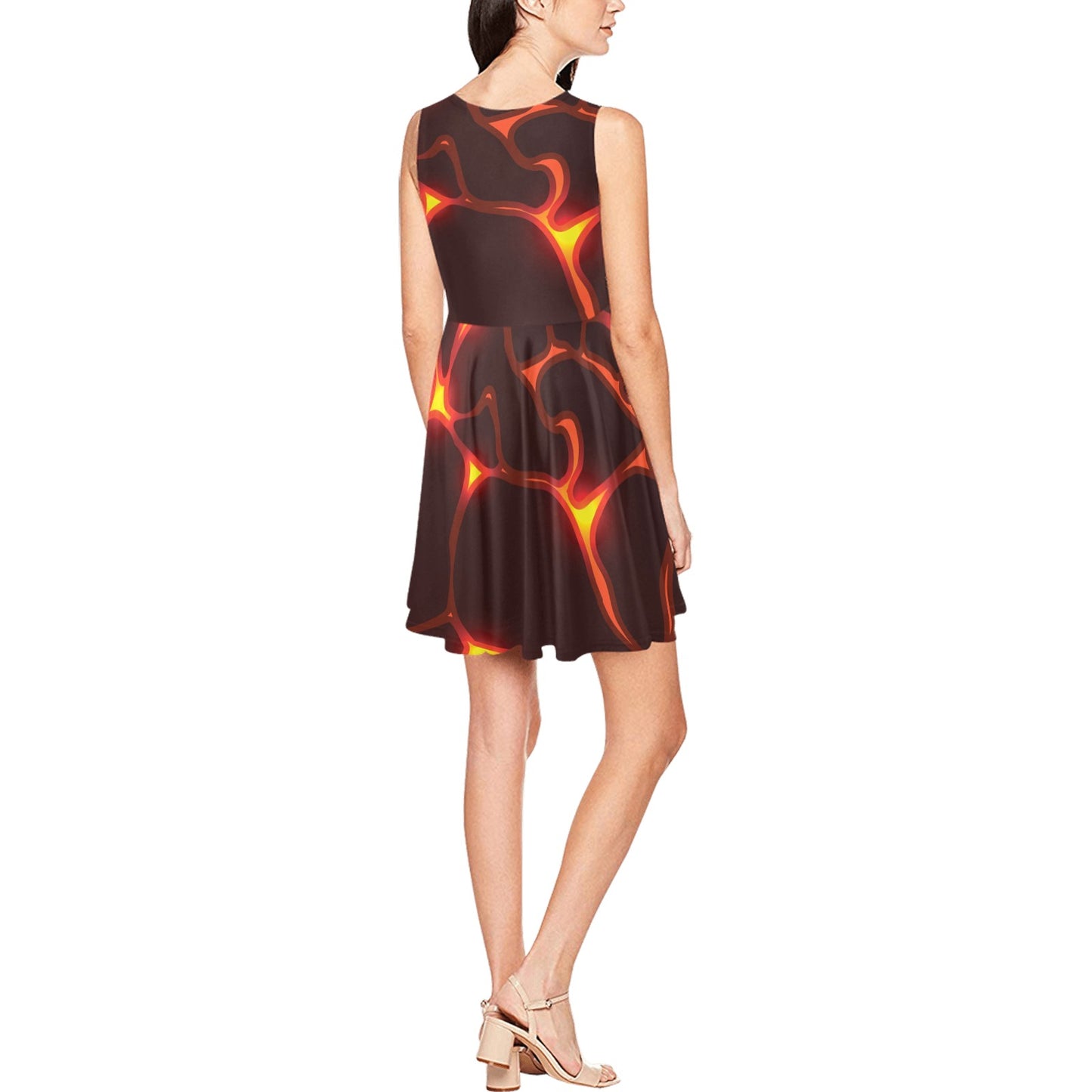 Lava Pattern Print Design 02 Sleeveless Dress