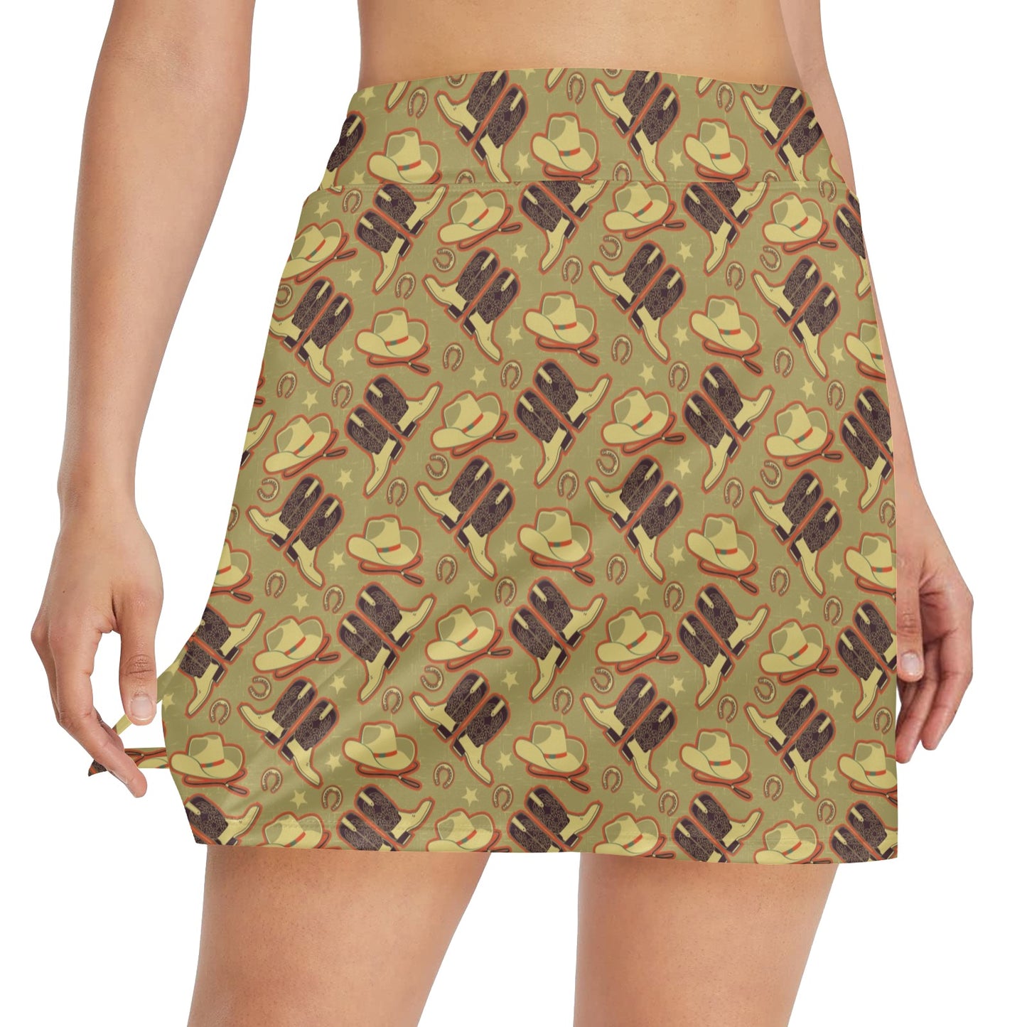 Western Cowboy Themed Women's Golf Skirt with Pocket