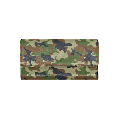 Army Camouflage Pattern Print Design 01 Women's Trifold Wallet