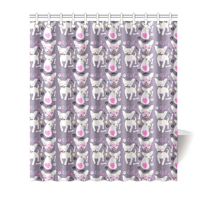 Chihuahua Happy Pattern Shower Curtain