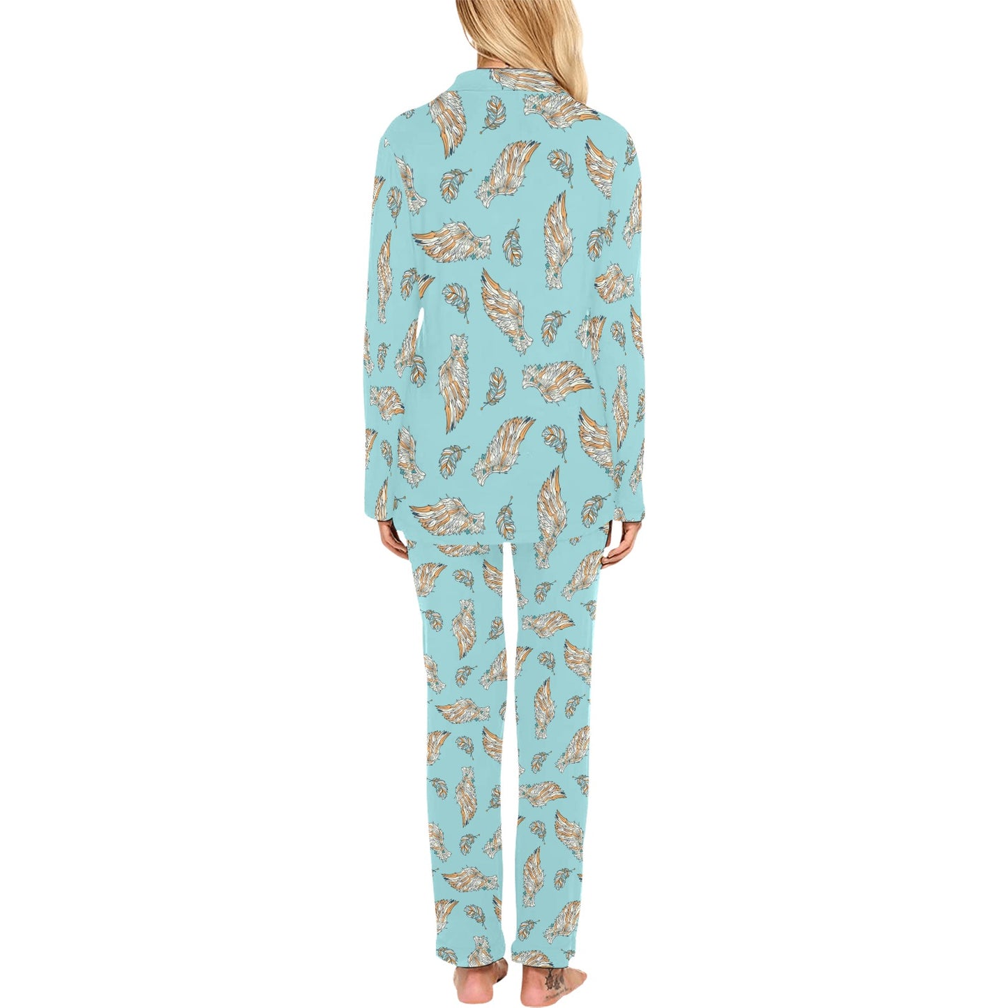 Angel Wings Pattern Print Design 03 Women's Long Pajama Set