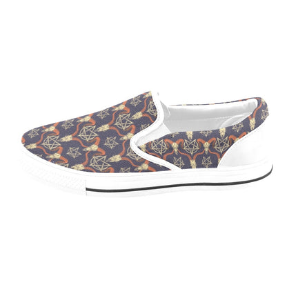 Buffalo Head Print Design LKS403 White Slip Ons Canvas Women's Shoes