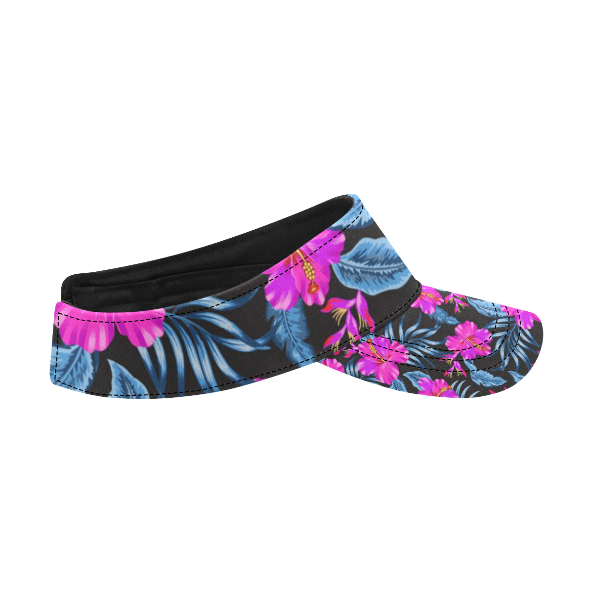 Neon Pink Hibiscus Pattern Print Design HB015 Unisex Sun Visor