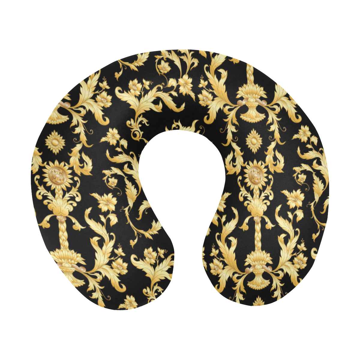 Baroque Golden Pattern Print Design 04 U-Shaped Travel Neck Pillow