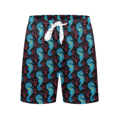 SeaHorse Print Design LKS401 Men's Swim Trunks Beach Shorts